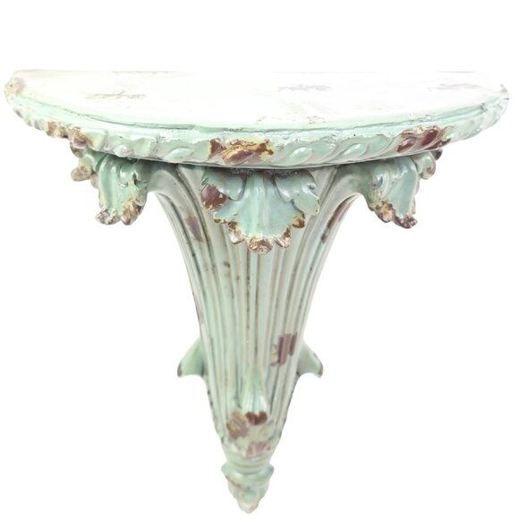 Hobby Lobby Dark Seafoam Color Distressed Rococo-Style Mounted Shelf - Picture 1 of 8